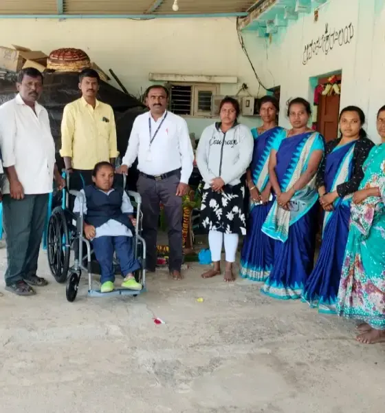 Wheelchair distributed to Specially abled Meghana from Dharmasthala rural Development Project