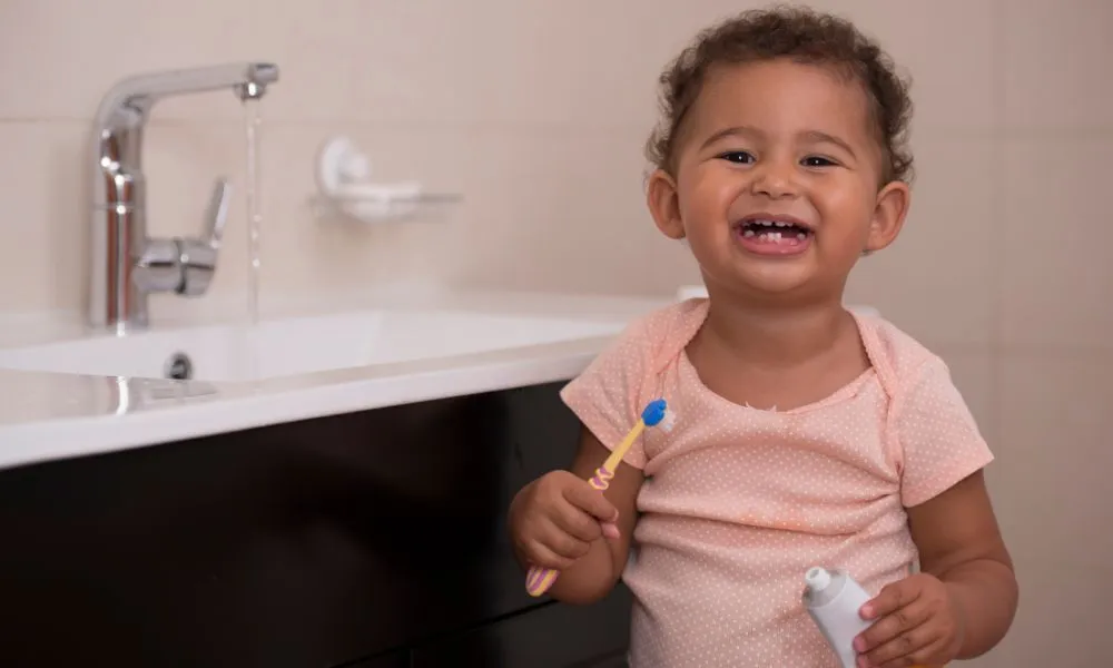 Baby brushing teeth