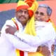 CM Siddaramaiah hugs DK Suresh in Bangalore Rural Lok Sabha constituency election campaign