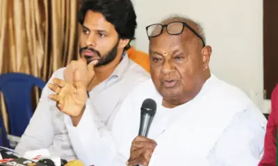 HD Deve Gowda lashes out at CM Siddaramaiah and Nikhil Kumaraswamy with him