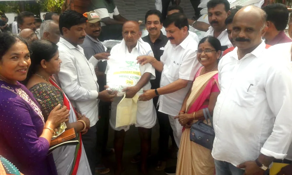 MLA Araga jnanendra drive for distribution of Bharat Rice in Hosanagara
