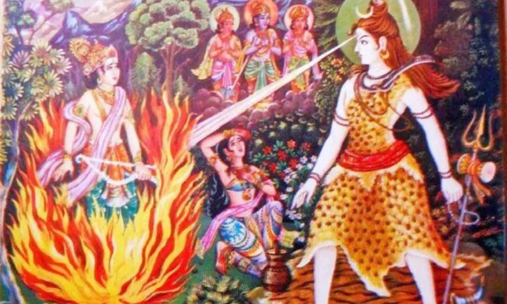 The scene of Shiva cursing Manmatha