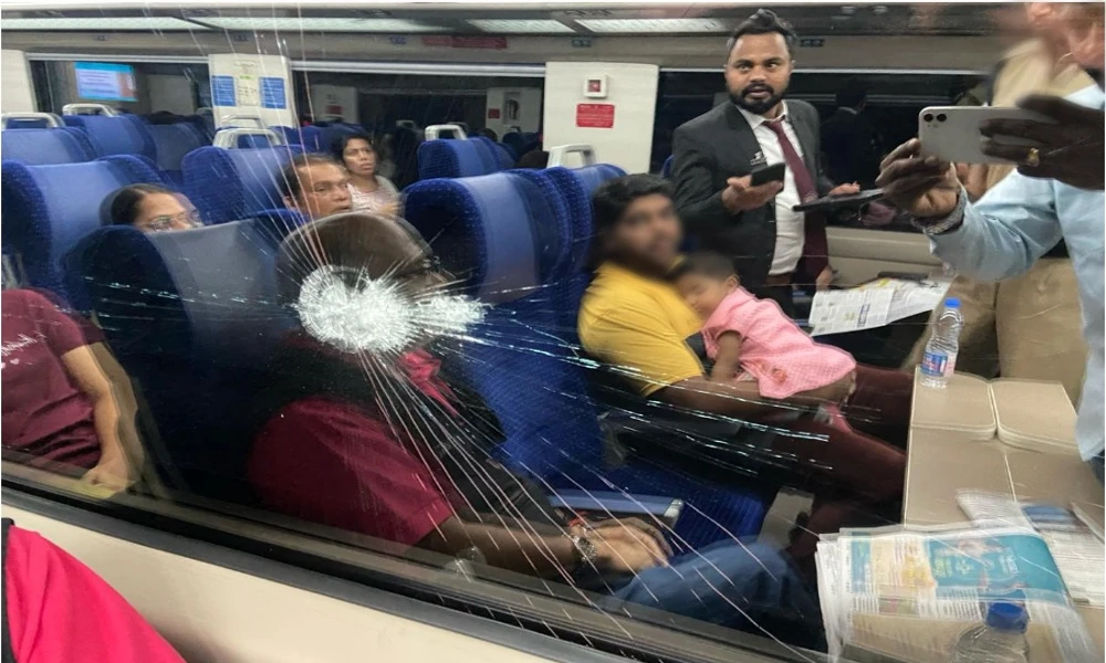 Vande Bharat train pelted with stones 50 arrested in Bengaluru