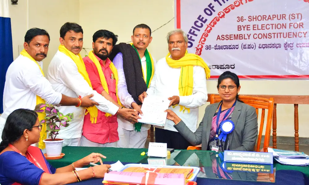 Surapura assembly constituency by election Congress candidate Rajavenugopal Nayaka filed nomination