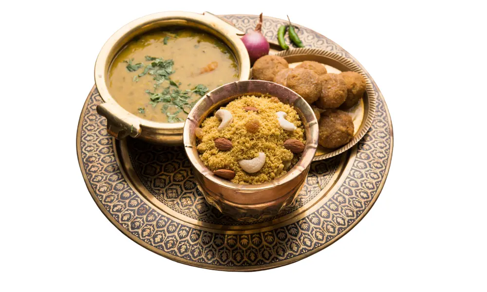 Traditional Rajasthani Food Daal Baati churma. Indian Food.
