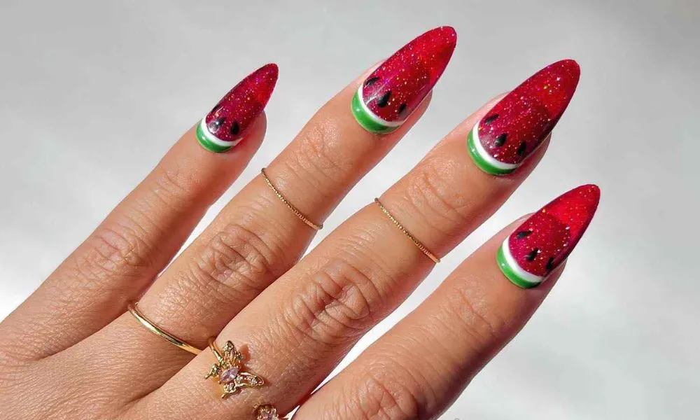 Watermelon nail art
