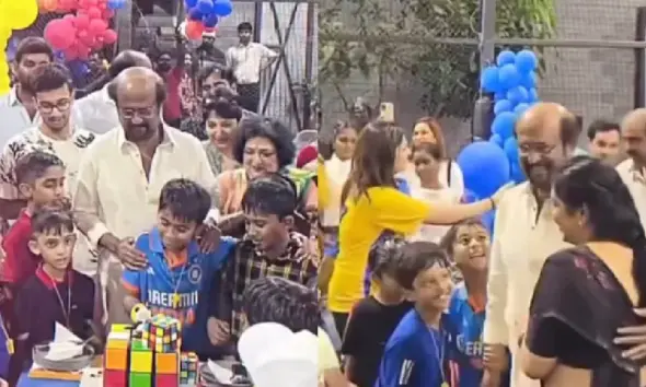 Actor Rajinikanth attends grandson Ved cricket themed birthday party