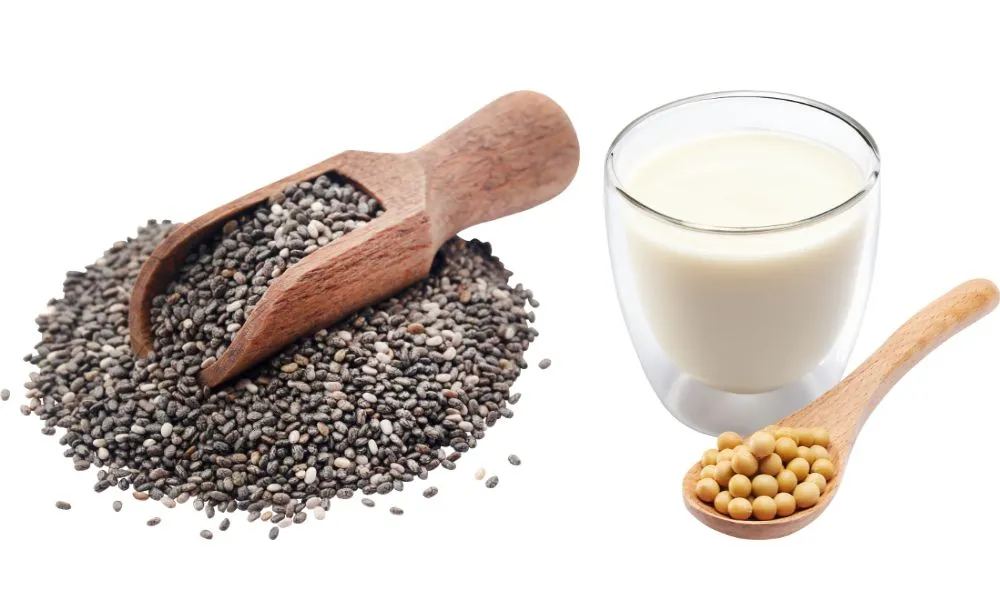 Chia seeds and soy milk