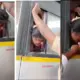 KSRTC BUS Woman locks in window of KSRTC bus after going to spit