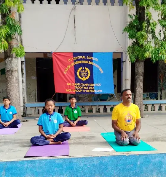 10th International Yoga Day celebration at ITI Central School Bengaluru