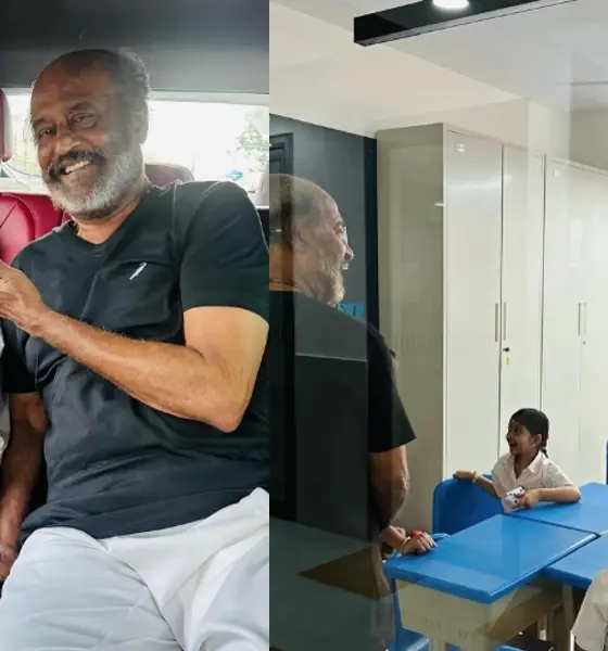 Actor Rajinikanth Fulfils Grandfather Duties By Dropping Grandson At School