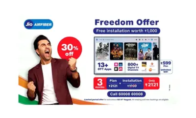 Jio announced 30 Percent discount on Freedom Offer for Air Fiber new customers