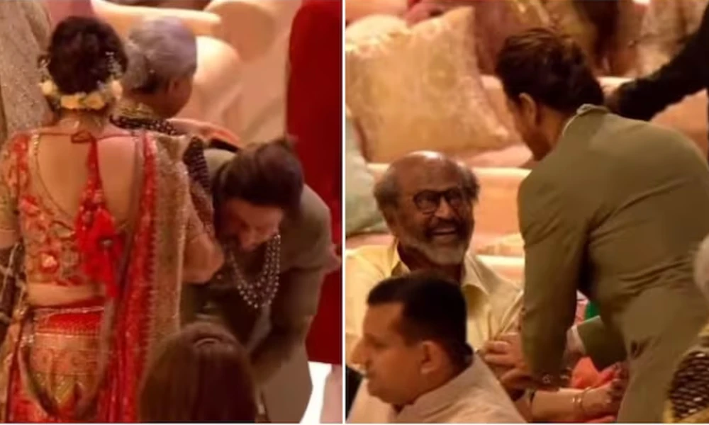 Shah Rukh Khan touches Amitabh Jaya Bachchan feet, greets Rajinikanth
