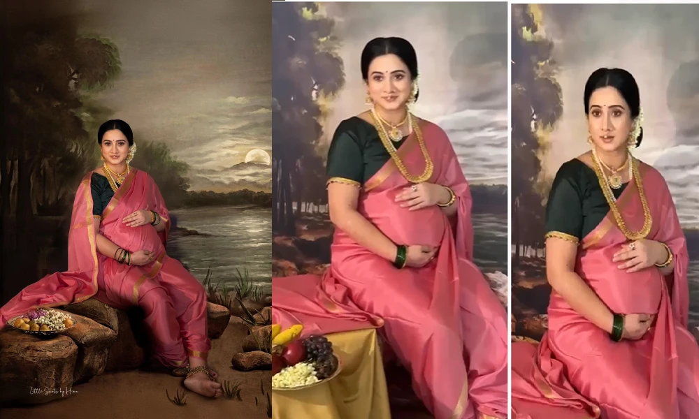 Harshika Poonachas photoshoot with Ravi Varmas painting theme