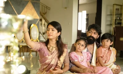 Actor Yash wears a tiger locket during varamahalakshmi puja