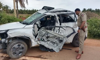 Road accident at isolated places in Tumkur Two bikers including a 7-year-old girl died on the spot